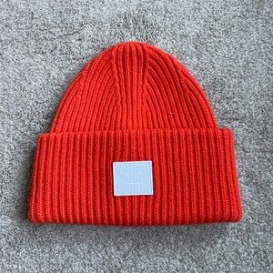 Acne Studios ribbed beanie in mandarin orange
